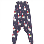 Xmas Llama Pattern Print Hammer Pants