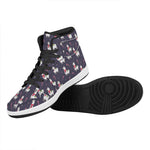 Xmas Llama Pattern Print High Top Leather Sneakers