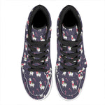 Xmas Llama Pattern Print High Top Leather Sneakers