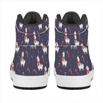 Xmas Llama Pattern Print High Top Leather Sneakers