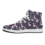 Xmas Llama Pattern Print High Top Leather Sneakers