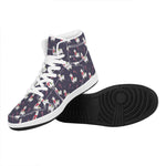 Xmas Llama Pattern Print High Top Leather Sneakers