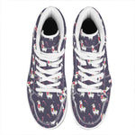 Xmas Llama Pattern Print High Top Leather Sneakers