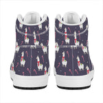 Xmas Llama Pattern Print High Top Leather Sneakers