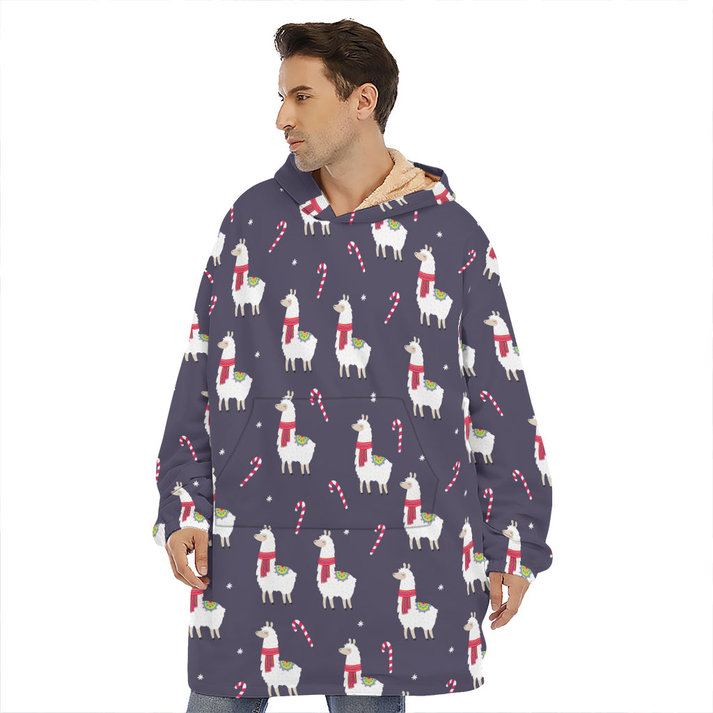 Xmas Llama Pattern Print Hoodie Blanket