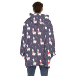Xmas Llama Pattern Print Hoodie Blanket