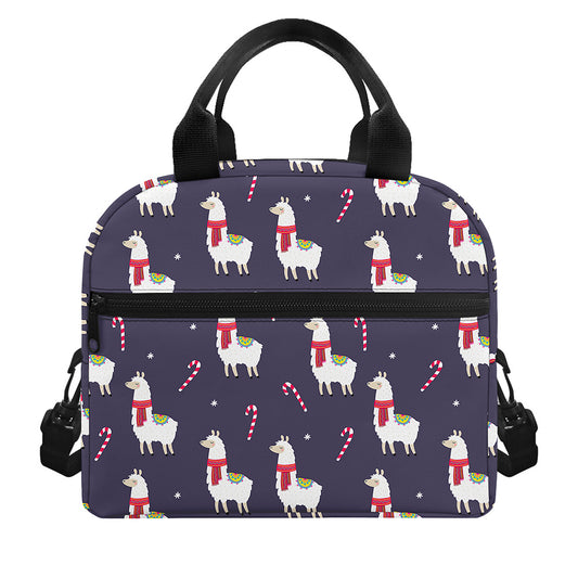 Xmas Llama Pattern Print Insulated Lunch Bag