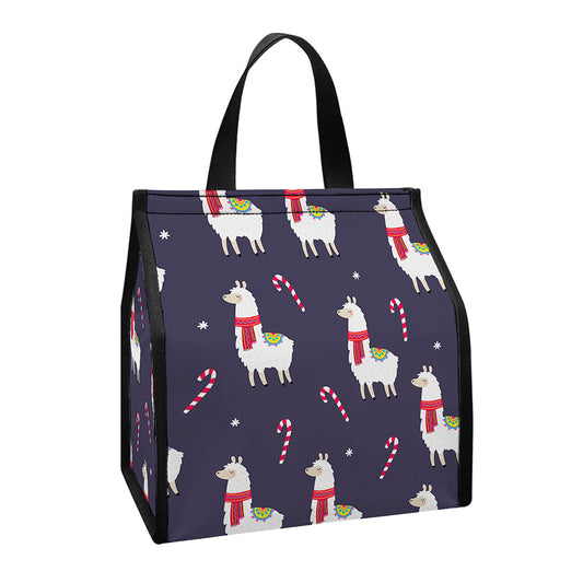 Xmas Llama Pattern Print Insulated Lunch Tote