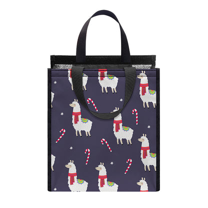 Xmas Llama Pattern Print Insulated Lunch Tote