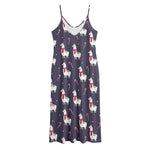 Xmas Llama Pattern Print Jersey Midi Cami Dress