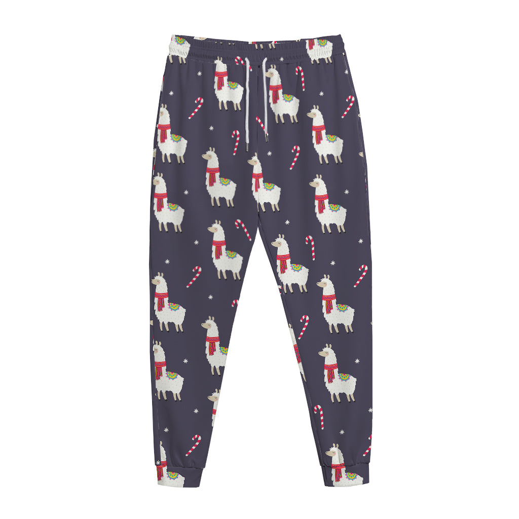 Xmas Llama Pattern Print Jogger Pants