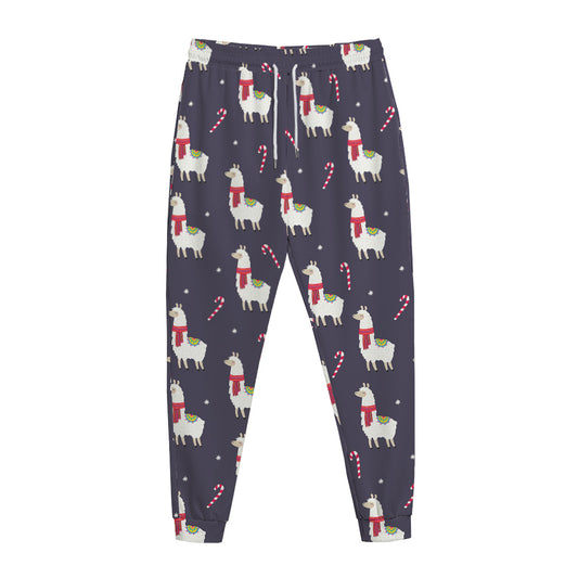 Xmas Llama Pattern Print Jogger Pants