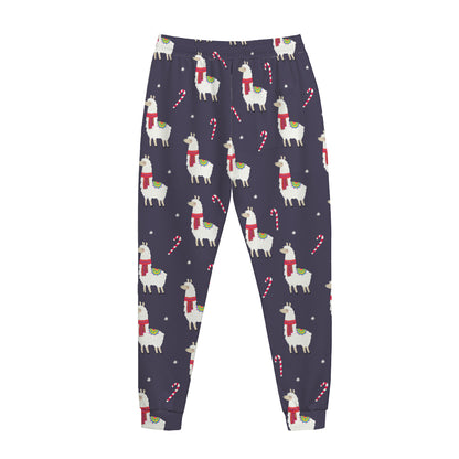 Xmas Llama Pattern Print Jogger Pants