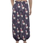 Xmas Llama Pattern Print Lantern Pants