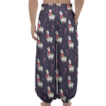 Xmas Llama Pattern Print Lantern Pants