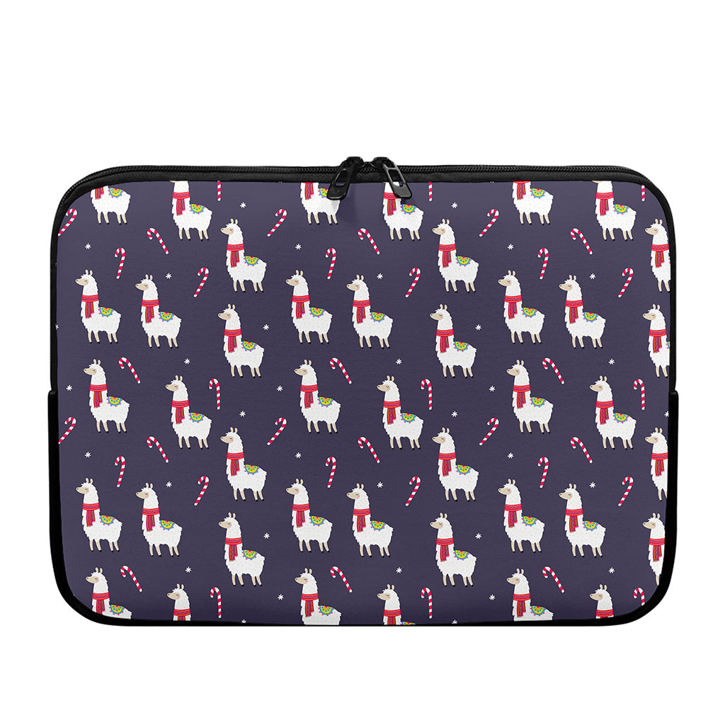 Xmas Llama Pattern Print Laptop Sleeve