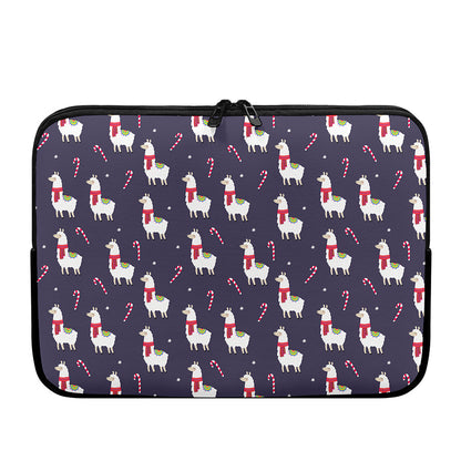 Xmas Llama Pattern Print Laptop Sleeve
