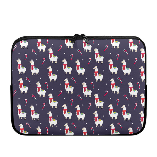 Xmas Llama Pattern Print Laptop Sleeve