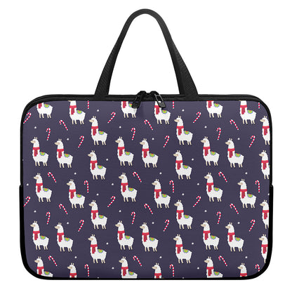 Xmas Llama Pattern Print Laptop Sleeve With Handle
