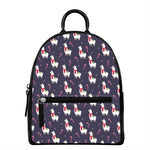 Xmas Llama Pattern Print Leather Backpack