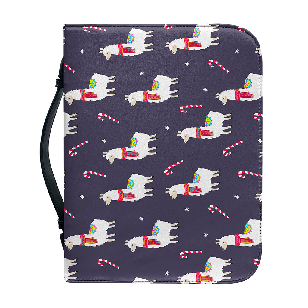 Xmas Llama Pattern Print Leather Bible Cover