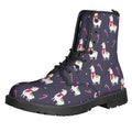 Xmas Llama Pattern Print Lace-Up Boots