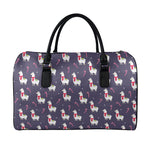 Xmas Llama Pattern Print Leather Duffle Bag