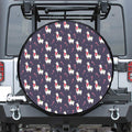 Xmas Llama Pattern Print Leather Spare Tire Cover