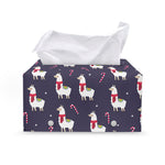 Xmas Llama Pattern Print Leather Tissue Box Cover