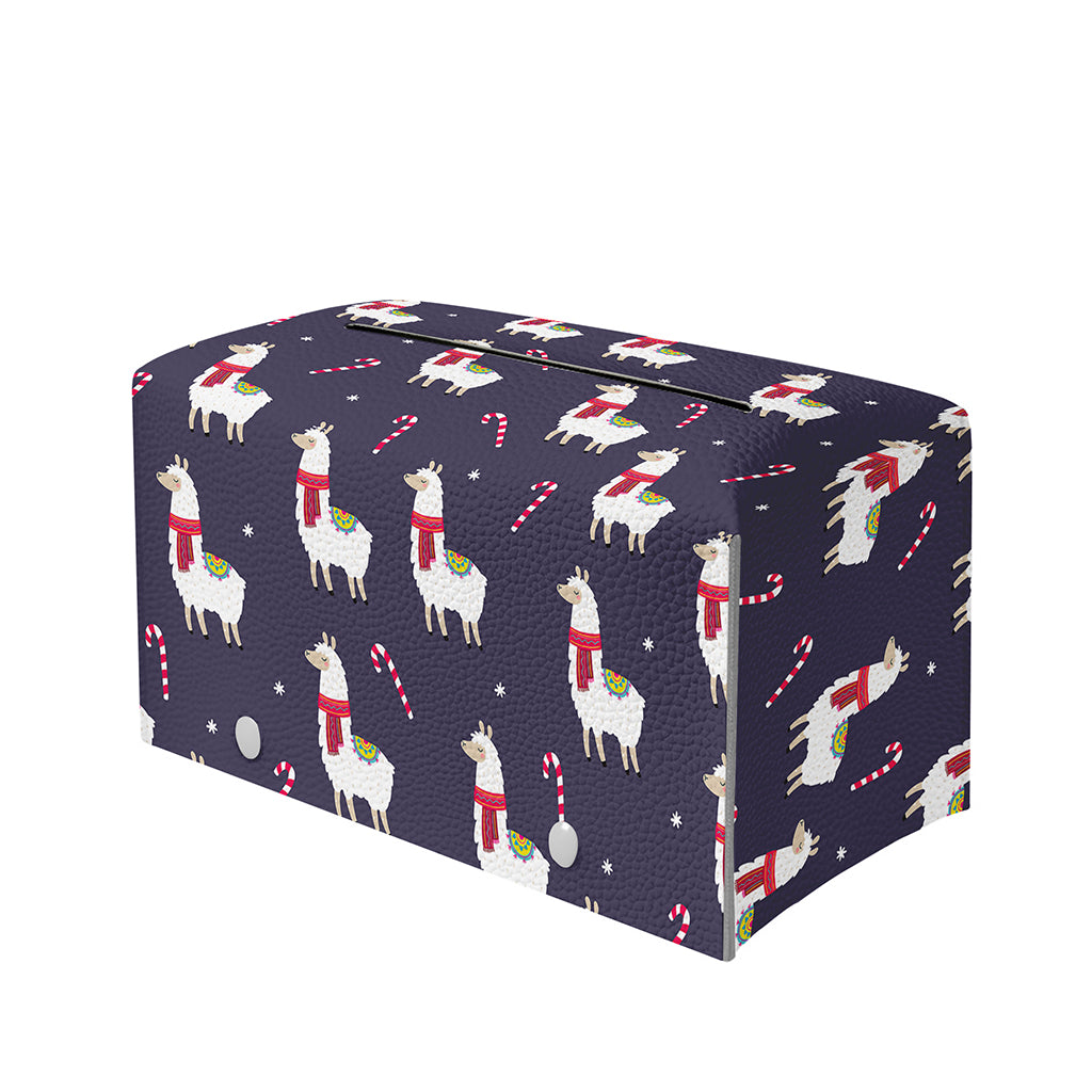 Xmas Llama Pattern Print Leather Tissue Box Cover