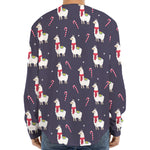 Xmas Llama Pattern Print Long Sleeve Baseball Jersey