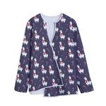 Xmas Llama Pattern Print Long Sleeve Short Coat