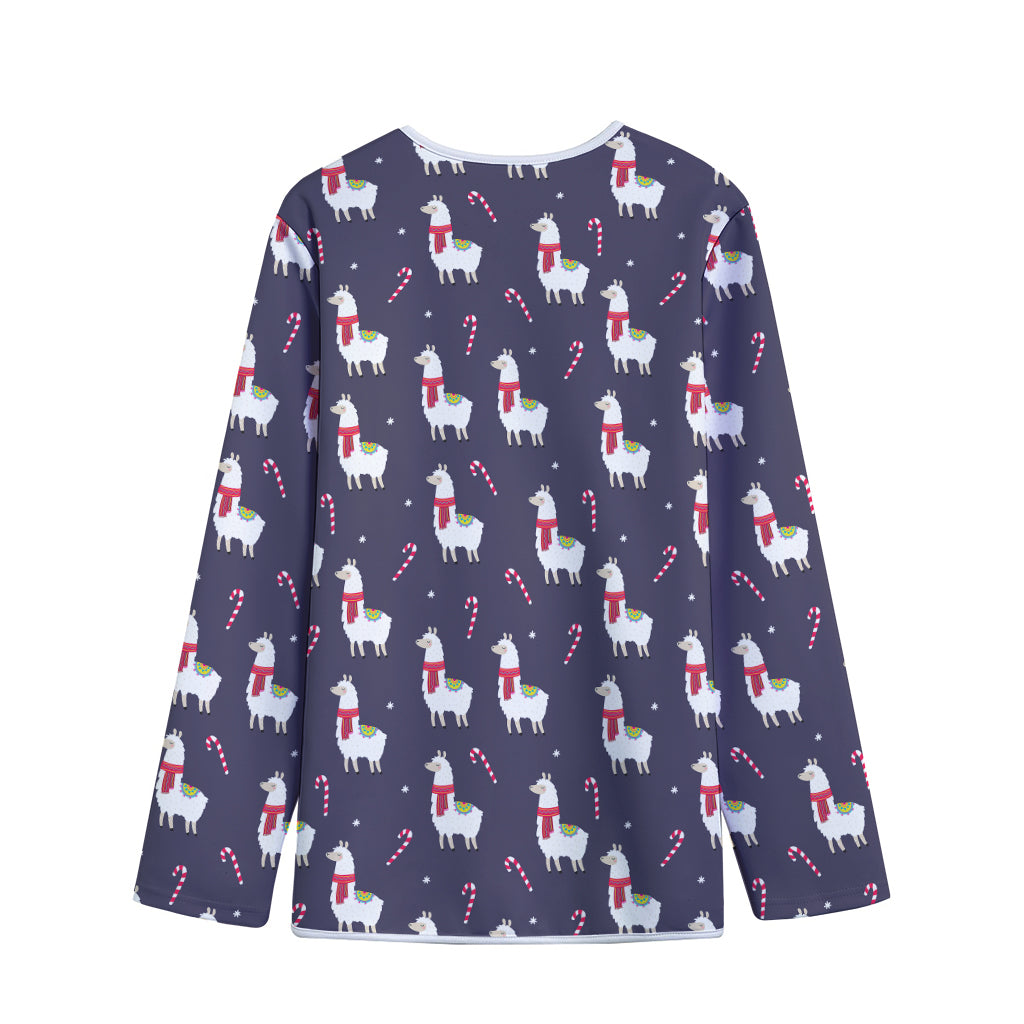 Xmas Llama Pattern Print Long Sleeve Short Coat