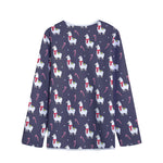 Xmas Llama Pattern Print Long Sleeve Short Coat