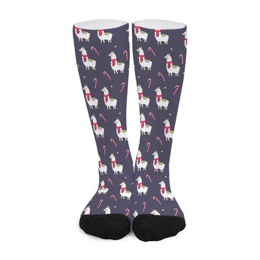 Xmas Llama Pattern Print Long Socks
