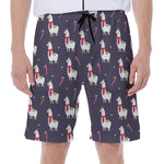 Xmas Llama Pattern Print Men's Beach Shorts