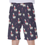 Xmas Llama Pattern Print Men's Beach Shorts