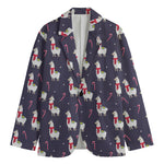 Xmas Llama Pattern Print Men's Blazer