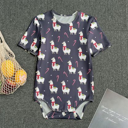 Xmas Llama Pattern Print Men's Bodysuit
