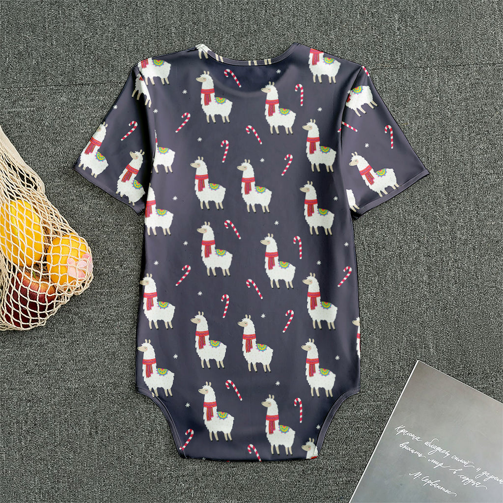 Xmas Llama Pattern Print Men's Bodysuit