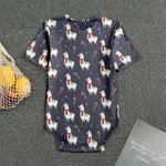 Xmas Llama Pattern Print Men's Bodysuit