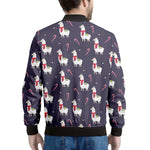 Xmas Llama Pattern Print Men's Bomber Jacket