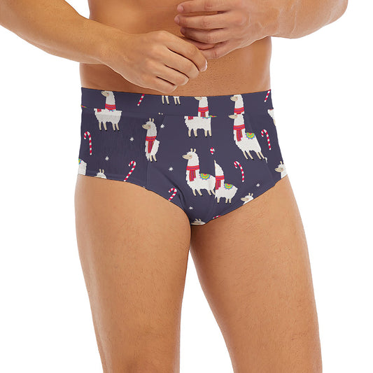 Xmas Llama Pattern Print Men's Briefs