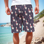 Xmas Llama Pattern Print Men's Cargo Shorts