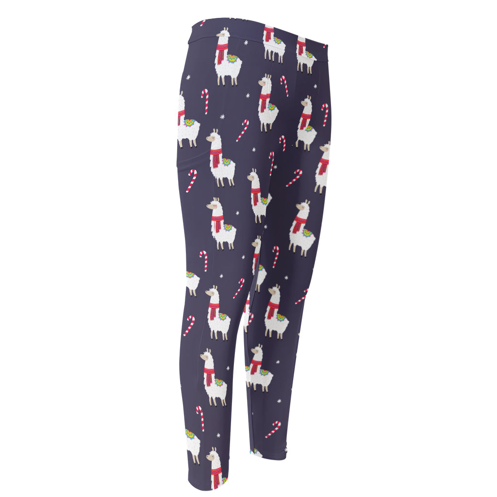 Xmas Llama Pattern Print Men's Compression Pants