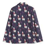 Xmas Llama Pattern Print Men's Cotton Blazer