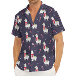 Xmas Llama Pattern Print Men's Deep V-Neck Shirt