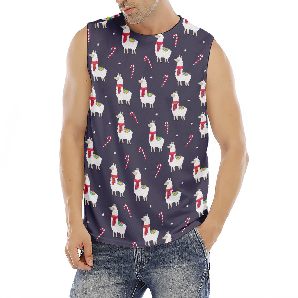 Xmas Llama Pattern Print Men's Fitness Tank Top