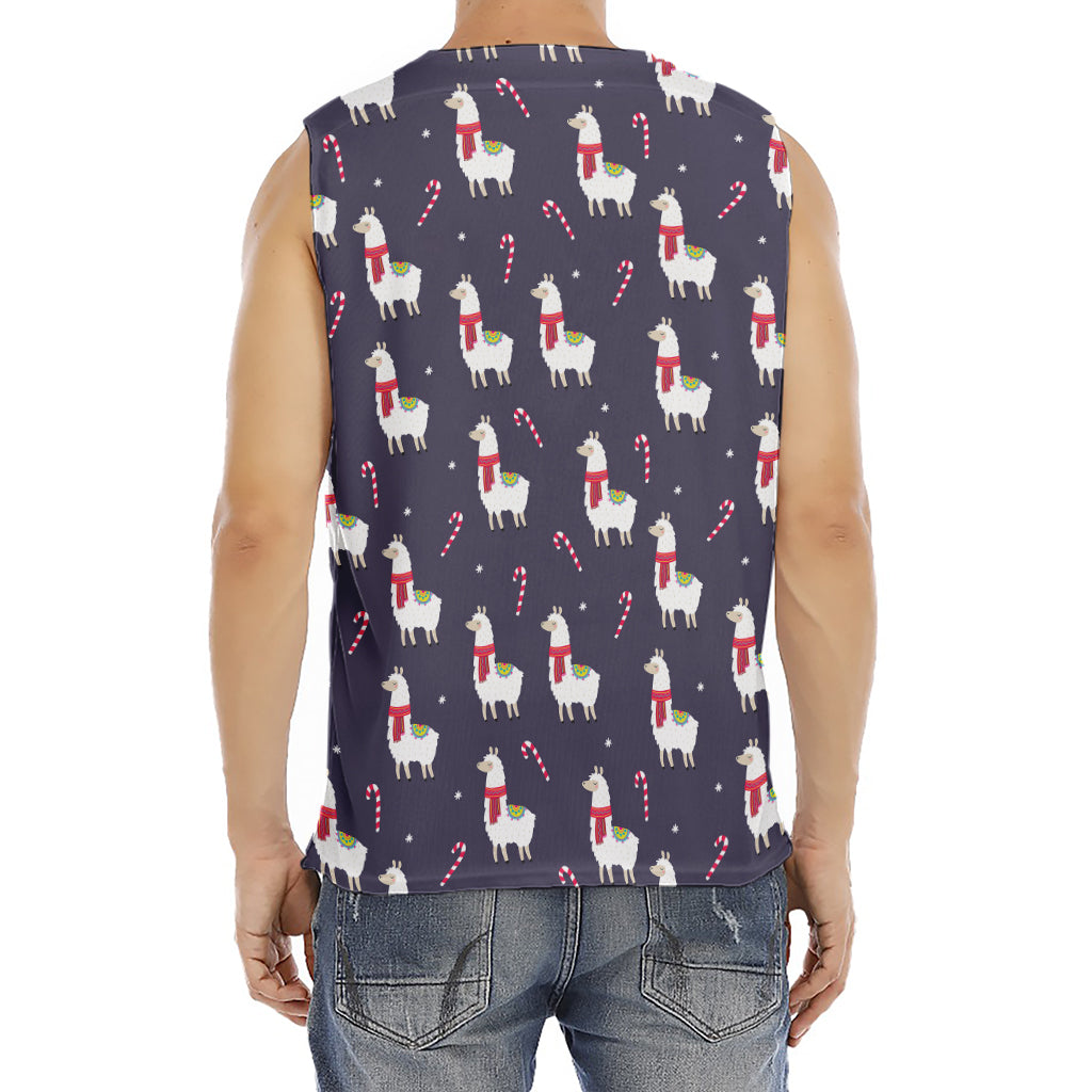 Xmas Llama Pattern Print Men's Fitness Tank Top
