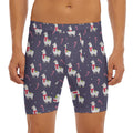 Xmas Llama Pattern Print Men's Long Boxer Briefs